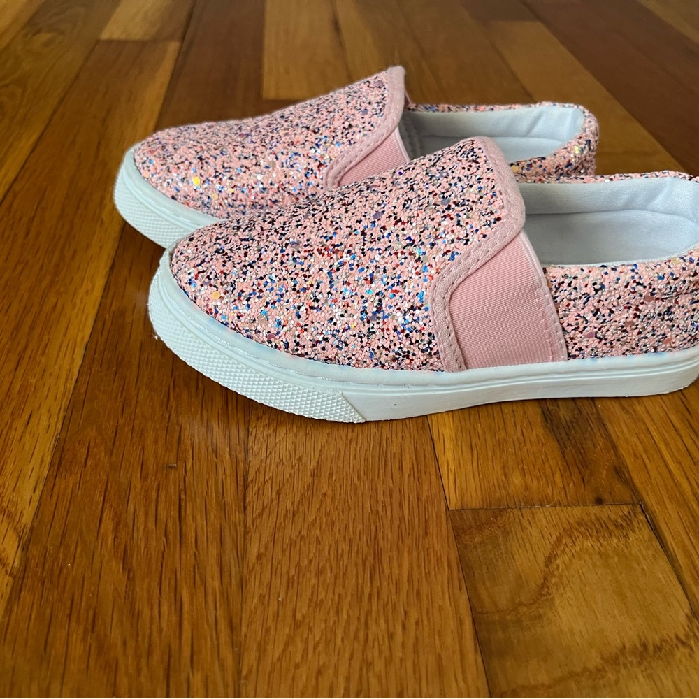 NWOT Kids Pink Glitter Slip-On Shoes